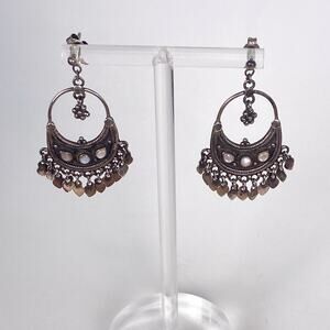 Sterling Silver with Shell Inlay Petal Chandelier Earrings